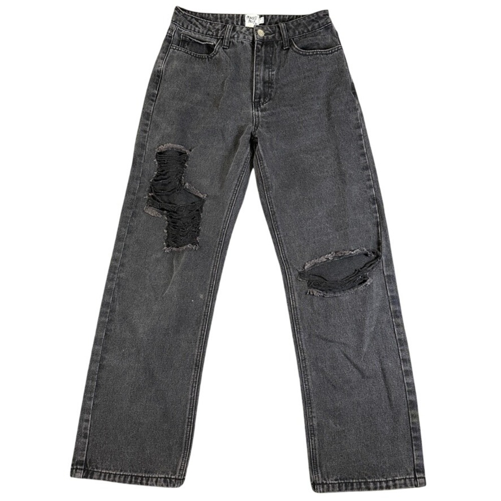 Princess Polly Washed Black High Waisted Cotton Denim Jeans US 4 RN 139867